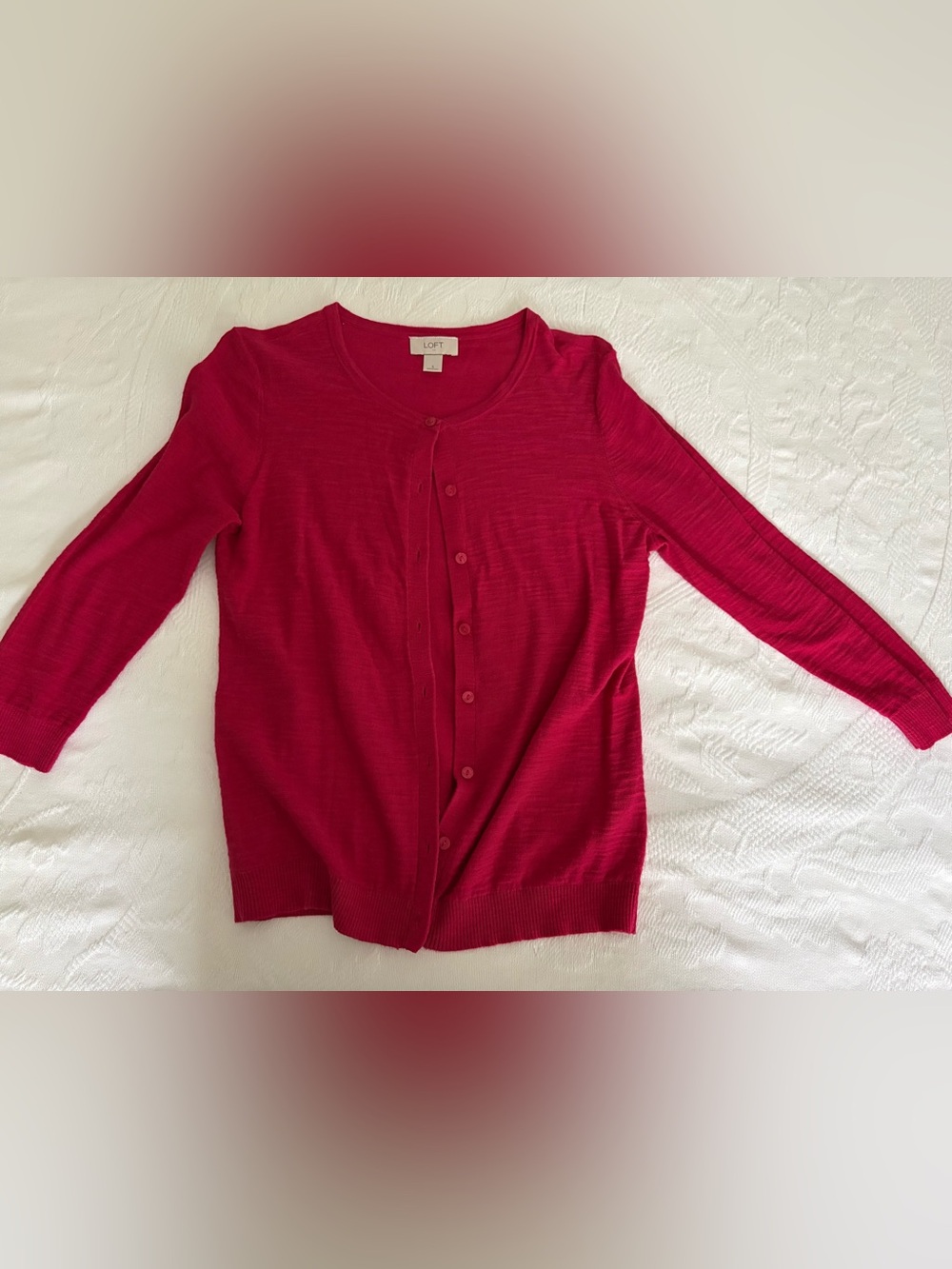 LOFT Women's Fuchsia Button-Front Lightweight Cardigan